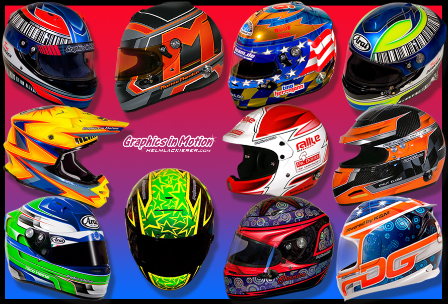 Helmdesigns auf Helmen von STILO, ARAI, SHOEI, ICON